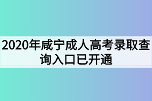 2020年咸宁成人高考录取查询入口已开通