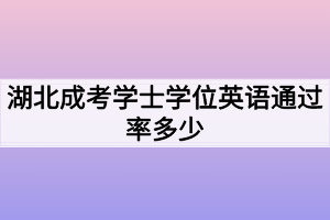 湖北成考学士学位英语通过率多少