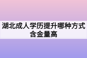 湖北成人学历提升哪种方式含金量高