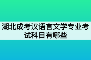 湖北成考汉语言文学专业考试科目有哪些