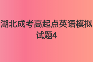 湖北成考高起点英语模拟试题4