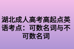 湖北成人高考高起点英语考点：可数名词与不可数名词