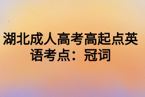 湖北成人高考高起点英语考点：冠词