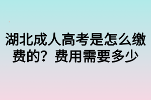 湖北成人高考是怎么缴费的？费用需要多少