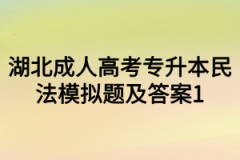 湖北成人高考专升本民法模拟题及答案1