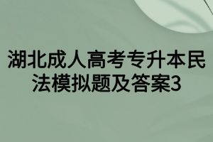 湖北成人高考专升本民法模拟题及答案3