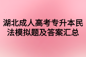 湖北成人高考专升本民法模拟题及答案汇总