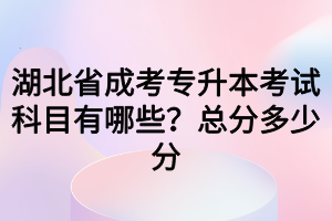 湖北省成考专升本考试科目有哪些？总分多少分