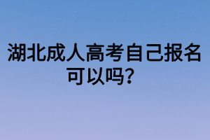 湖北成人高考自己报名可以吗？