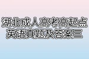 湖北成人高考高起点英语真题及答案三