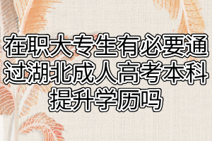 在职大专生有必要通过湖北成人高考本科提升学历吗