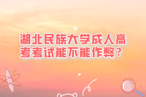 湖北民族大学成人高考考试能不能作弊？