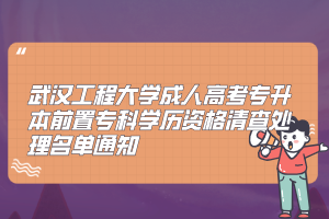 武汉工程大学成人高考专升本前置专科学历资格清查处理名单通知