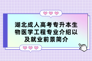 湖北成人高考专升本生物医学工程专业介绍以及就业前景简介