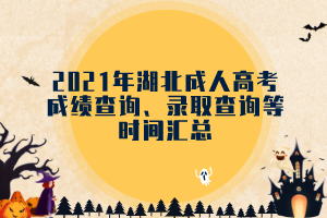 2021年湖北成人高考成绩查询、录取查询等时间汇总