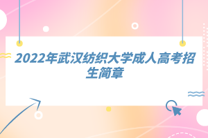 2022年武汉纺织大学成人高考招生简章