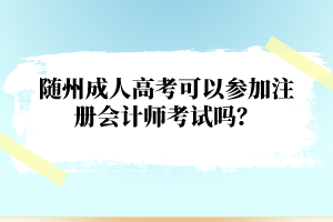 随州成人高考可以参加注册会计师考试吗？