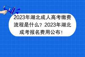 2023年湖北成人高考缴费流程是什么？2023年湖北成考报名费用公布！