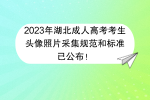 2023年湖北成人高考考生头像照片采集规范和标准已公布！