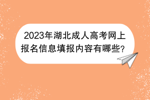 2023年湖北成人高考网上报名信息填报内容有哪些？