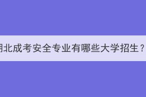 湖北成考安全专业有哪些大学招生？