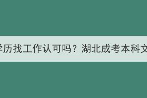 湖北成考专升本学历找工作认可吗？湖北成考本科文凭到底有用吗？