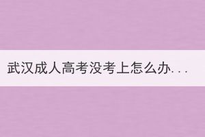 武汉成人高考没考上怎么办？可以考几次？