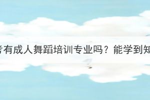 湖北成考有成人舞蹈培训专业吗？能学到知识吗？