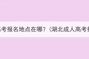 湖北成人高考报名地点在哪？(湖北成人高考报名官网）