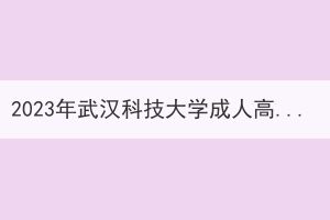 2023年武汉科技大学成人高考学士学位外语报名及考试通知