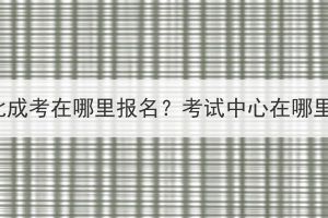 湖北成考在哪里报名？考试中心在哪里？