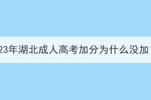 2023年湖北成人高考加分为什么没加？