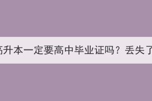 湖北成考高升本一定要高中毕业证吗？丢失了怎么办？