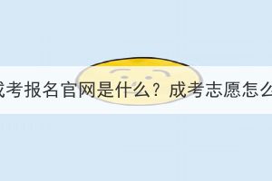 湖北成考报名官网是什么？成考志愿怎么填？