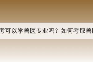 湖北成考可以学兽医专业吗？如何考取兽医证？