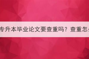 湖北成考专升本毕业论文要查重吗？查重怎么进行？