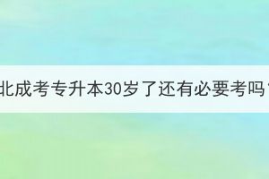 湖北成考专升本30岁了还有必要考吗？