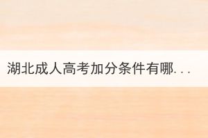 湖北成人高考加分条件有哪些？分别加多少分？