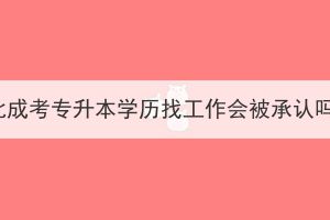 湖北成考专升本学历找工作会被承认吗？