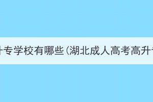 湖北成人高考高升专学校有哪些(湖北成人高考高升专需要考几次)？