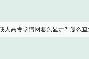 湖北成人高考学信网怎么显示？怎么查询？