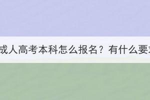 湖北成人高考本科怎么报名？有什么要求？