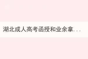 湖北成人高考函授和业余拿到的毕业证是一样的吗？