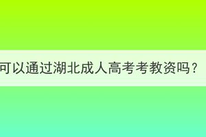 可以通过湖北成人高考考教资吗？