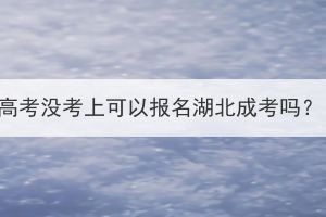 高考没考上可以报名湖北成考吗？