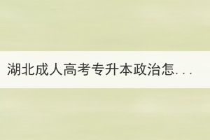 湖北成人高考专升本政治怎么拿高分？