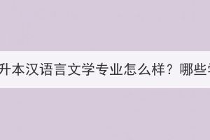 湖北成考专升本汉语言文学专业怎么样？哪些学校招生？