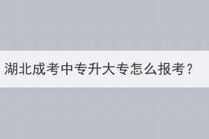 湖北成考中专升大专怎么报考？