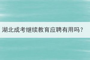 湖北成考继续教育应聘有用吗？