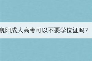 襄阳成人高考可以不要学位证吗？